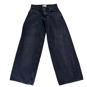 Motel Rocks Wide Leg Jeans Washed Black Gray Denim Wide Leg Baggy Pants